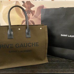 SAINT LAURENT RIVE GAUCHE TOTE WITH TUBULAR HANDLES (forest green rare)